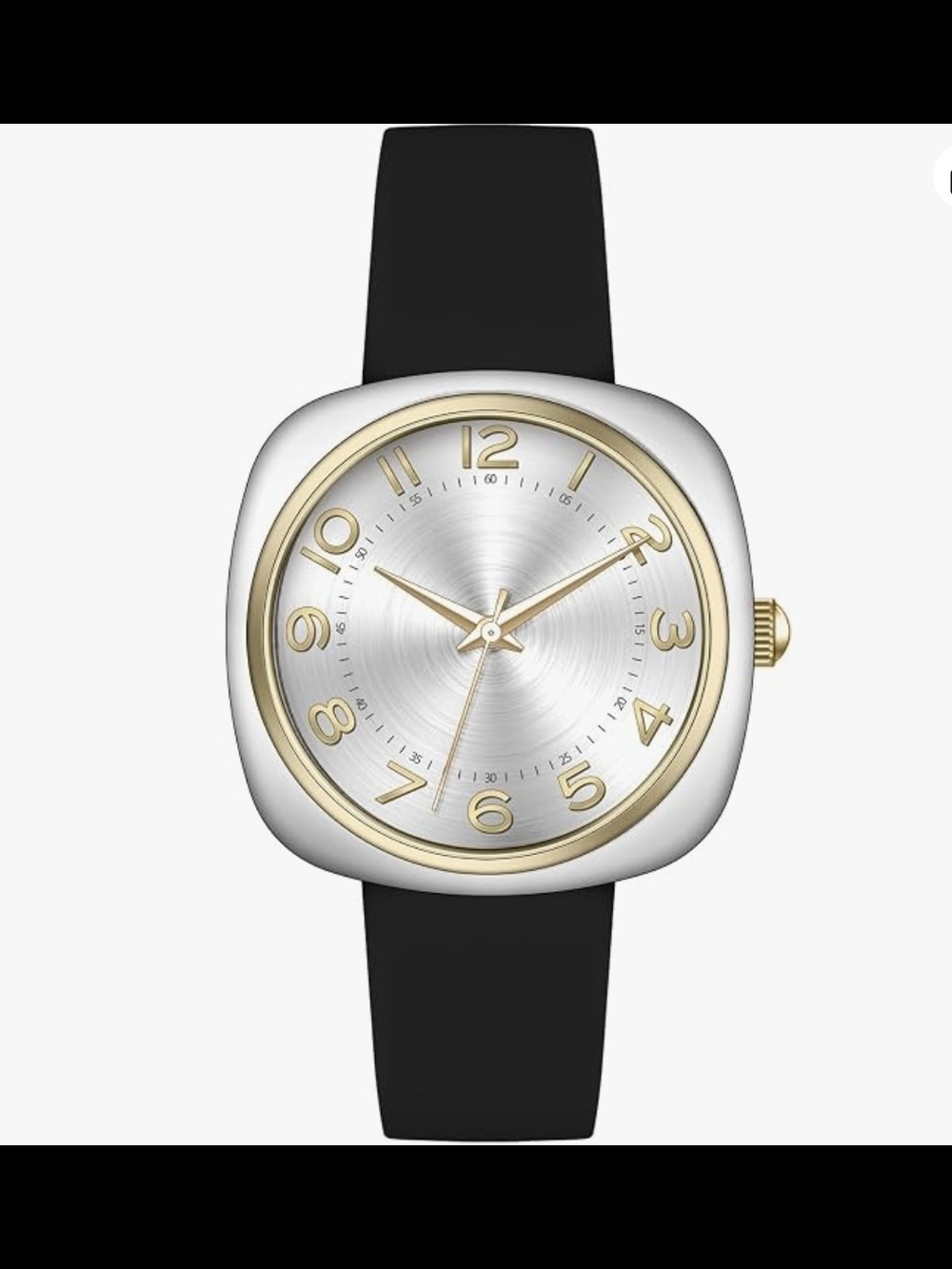 Modern Two-Tone Square Watch with Black Strap